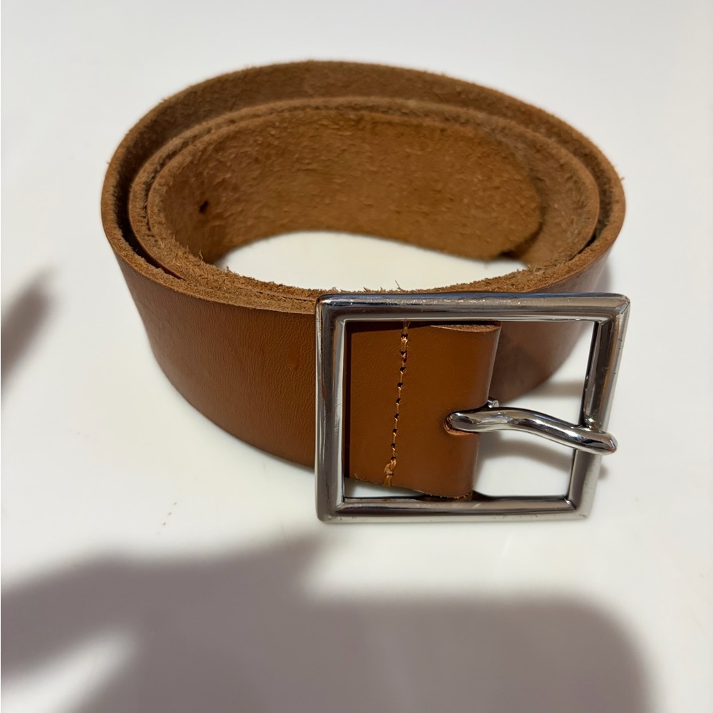 Tan Leather women Belt with Silver Buckle